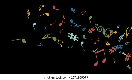 Musical Signs. Modern Background with Notes. Vector Element for Musical Poster, Banner, Advertising, Card. Minimalistic Simple Background.
