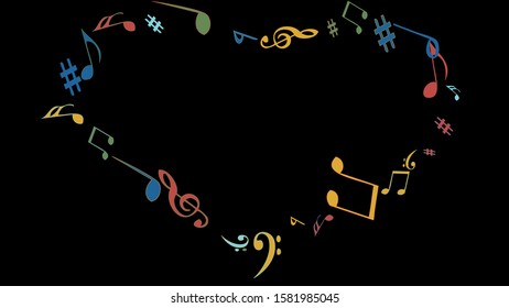 Musical Signs. Modern Background with Notes. Vector Element for Musical Poster, Banner, Advertising, Card. Minimalistic Simple Background.
