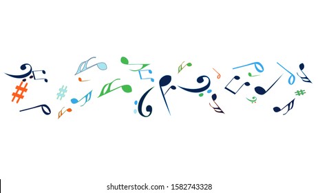 Musical Signs. Modern Background with Notes. Vector Element for Musical Poster, Banner, Advertising, Card. Minimalistic Simple Background.
