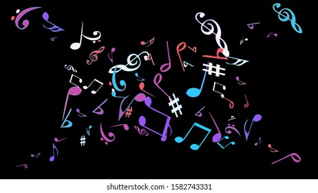 Musical Signs. Modern Background with Notes. Vector Element for Musical Poster, Banner, Advertising, Card. Minimalistic Simple Background.
