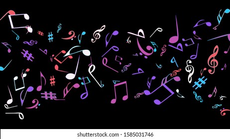 Musical Signs. Modern Background with Notes. Vector Element for Musical Poster, Banner, Advertising, Card. Minimalistic Simple Background.
