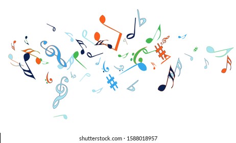 Musical Signs. Modern Background with Notes. Vector Element for Musical Poster, Banner, Advertising, Card. Minimalistic Simple Background.

