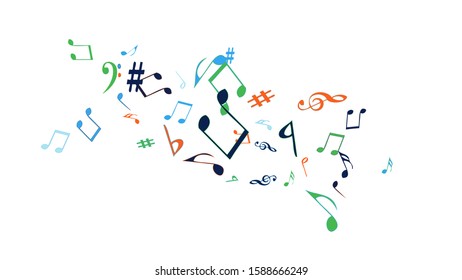 Musical Signs. Modern Background with Notes. Vector Element for Musical Poster, Banner, Advertising, Card. Minimalistic Simple Background.
