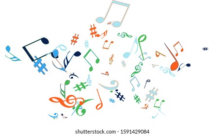 Musical Signs. Modern Background with Notes. Vector Element for Musical Poster, Banner, Advertising, Card. Minimalistic Simple Background.
