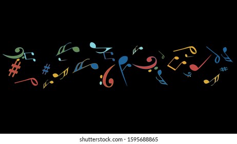 Musical Signs. Modern Background with Notes. Vector Element for Musical Poster, Banner, Advertising, Card. Minimalistic Simple Background.
