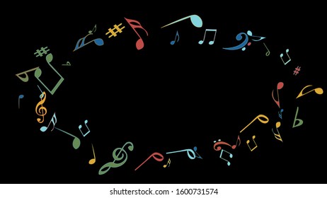 Musical Signs. Modern Background with Notes. Vector Element for Musical Poster, Banner, Advertising, Card. Minimalistic Simple Background.

