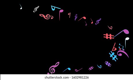 Musical Signs. Modern Background with Notes. Vector Element for Musical Poster, Banner, Advertising, Card. Minimalistic Simple Background.
