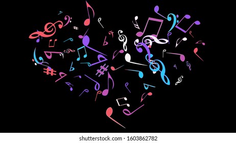 Musical Signs. Modern Background with Notes. Vector Element for Musical Poster, Banner, Advertising, Card. Minimalistic Simple Background.
