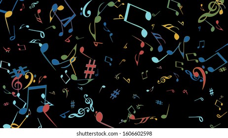 Musical Signs. Modern Background with Notes. Vector Element for Musical Poster, Banner, Advertising, Card. Minimalistic Simple Background.
