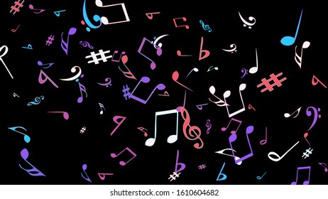 Musical Signs. Modern Background with Notes. Vector Element for Musical Poster, Banner, Advertising, Card. Minimalistic Simple Background.
