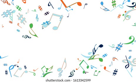 Musical Signs. Modern Background with Notes. Vector Element for Musical Poster, Banner, Advertising, Card. Minimalistic Simple Background.
