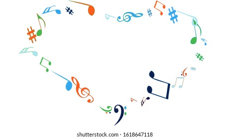 Musical Signs. Modern Background with Notes. Vector Element for Musical Poster, Banner, Advertising, Card. Minimalistic Simple Background.
