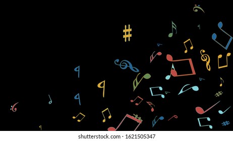 Musical Signs. Modern Background with Notes. Vector Element for Musical Poster, Banner, Advertising, Card. Minimalistic Simple Background.
