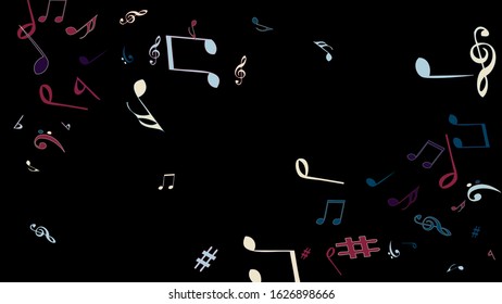 Musical Signs. Modern Background with Notes. Vector Element for Musical Poster, Banner, Advertising, Card. Minimalistic Simple Background.
