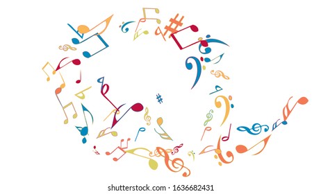 Musical Signs. Modern Background with Notes. Vector Element for Musical Poster, Banner, Advertising, Card. Minimalistic Simple Background.
