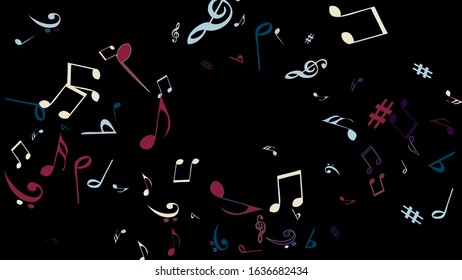 Musical Signs. Modern Background with Notes. Vector Element for Musical Poster, Banner, Advertising, Card. Minimalistic Simple Background.

