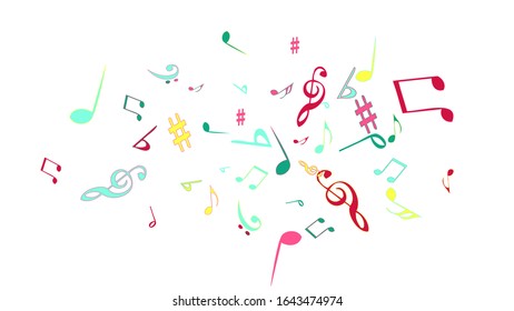 Musical Signs. Modern Background with Notes. Vector Element for Musical Poster, Banner, Advertising, Card. Minimalistic Simple Background.
