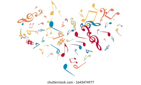 Musical Signs. Modern Background with Notes. Vector Element for Musical Poster, Banner, Advertising, Card. Minimalistic Simple Background.
