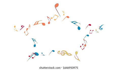Musikalische Zeichen. Moderner Hintergrund mit Anmerkungen. Vektorillustration-Element für Musical Poster, Banner, Werbung, Karte. Minimalistischer einfacher Hintergrund.
