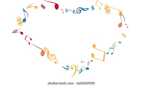 Musical Signs. Modern Background with Notes. Vector Element for Musical Poster, Banner, Advertising, Card. Minimalistic Simple Background.
