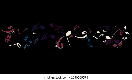 Musical Signs. Modern Background with Notes. Vector Element for Musical Poster, Banner, Advertising, Card. Minimalistic Simple Background.
