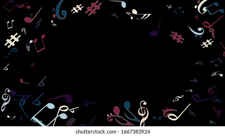 Musical Signs. Modern Background with Notes. Vector Element for Musical Poster, Banner, Advertising, Card. Minimalistic Simple Background.
