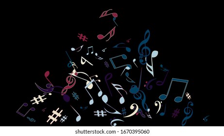 Musical Signs. Modern Background with Notes. Vector Element for Musical Poster, Banner, Advertising, Card. Minimalistic Simple Background.
