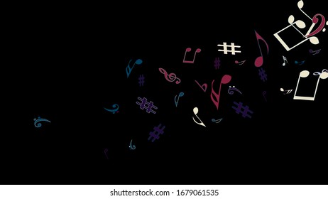 Musical Signs. Modern Background with Notes. Vector Element for Musical Poster, Banner, Advertising, Card. Minimalistic Simple Background.
