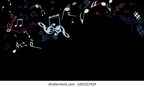Musikalische Zeichen. Moderner Hintergrund mit Anmerkungen. Vektorillustration-Element für Musical Poster, Banner, Werbung, Karte. Minimalistischer einfacher Hintergrund.
