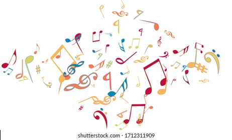 Musikalische Zeichen. Moderner Hintergrund mit Anmerkungen. Vektorillustration-Element für Musical Poster, Banner, Werbung, Karte. Minimalistischer einfacher Hintergrund.
