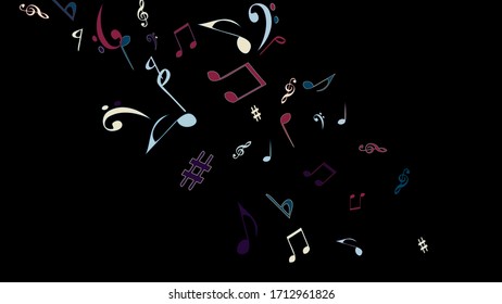 Musical Signs. Modern Background with Notes. Vector Element for Musical Poster, Banner, Advertising, Card. Minimalistic Simple Background.
