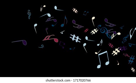 Musical Signs. Modern Background with Notes. Vector Element for Musical Poster, Banner, Advertising, Card. Minimalistic Simple Background.
