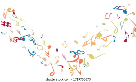 Musical Signs. Modern Background with Notes. Vector Element for Musical Poster, Banner, Advertising, Card. Minimalistic Simple Background.
