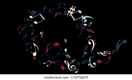 Musical Signs. Modern Background with Notes. Vector Element for Musical Poster, Banner, Advertising, Card. Minimalistic Simple Background.
