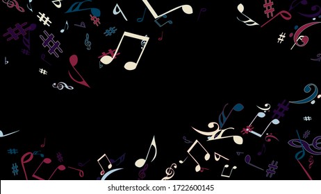 Musical Signs. Modern Background with Notes. Vector Element for Musical Poster, Banner, Advertising, Card. Minimalistic Simple Background.

