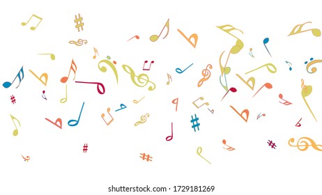 Musical Signs. Modern Background with Notes. Vector Element for Musical Poster, Banner, Advertising, Card. Minimalistic Simple Background.
