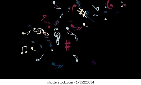 Musical Signs. Modern Background with Notes. Vector Element for Musical Poster, Banner, Advertising, Card. Minimalistic Simple Background.
