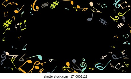 Musical Signs. Modern Background with Notes. Vector Element for Musical Poster, Banner, Advertising, Card. Minimalistic Simple Background.
