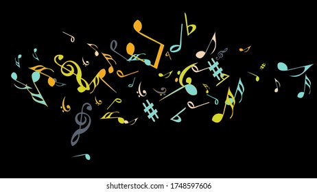 Musical Signs. Modern Background with Notes. Vector Element for Musical Poster, Banner, Advertising, Card. Minimalistic Simple Background.
