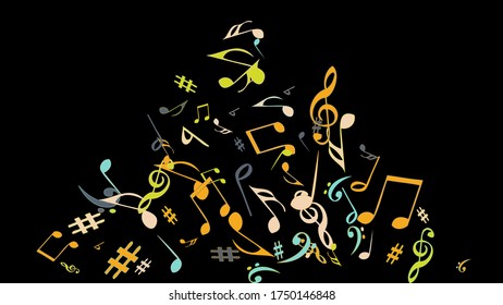 Musikalische Zeichen. Moderner Hintergrund mit Anmerkungen. Vektorelement für Musical Poster, Banner, Werbung, Karte. Minimalistischer einfacher Hintergrund.