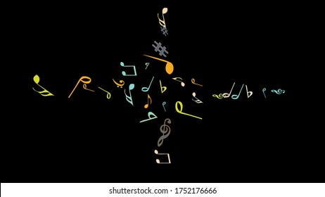 Musical Signs. Modern Background with Notes. Vector Element for Musical Poster, Banner, Advertising, Card. Minimalistic Simple Background.
