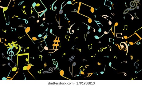 Señales musicales. Fondo moderno con notas. Elemento vectorial para póster musical, pancarta, publicidad, tarjeta. Fondo Simple Minimalista.
