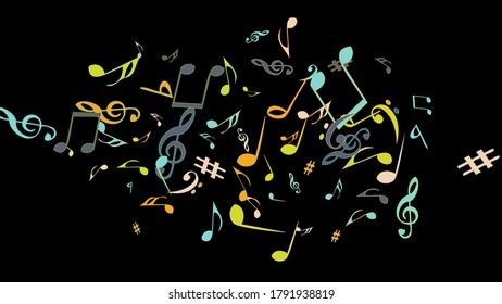 Musical Signs. Modern Background with Notes. Vector Element for Musical Poster, Banner, Advertising, Card. Minimalistic Simple Background.
