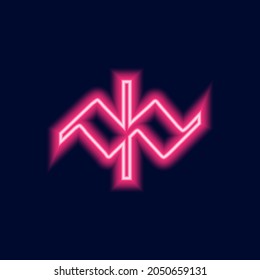 Musical signs neon design. Vector music symbol isolated on dark background. 