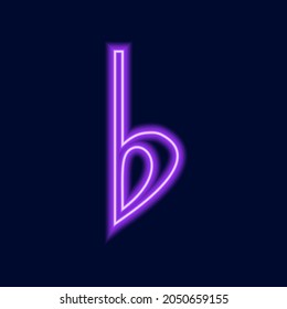 Musical signs neon design. Vector music symbol isolated on dark background. 