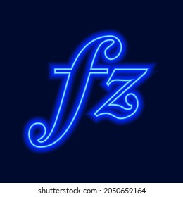 Musical signs neon design. Vector music symbol isolated on dark background. 