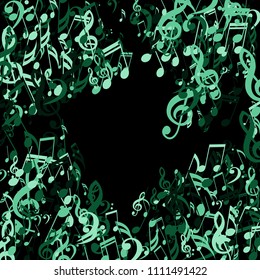 Musical Signs. Trendy Background with Notes, Bass and Treble Clefs. Vector Element for Musical Poster, Banner, Advertising, Card. Minimalistic Simple Background.