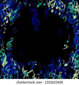 Musical Signs. Trendy Background with Notes, Bass and Treble Clefs. Vector Element for Musical Poster, Banner, Advertising, Card. Minimalistic Simple Background.