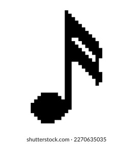 Música decimosexta no icono negro vectorial píxel icono	