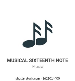 Musical sixteenth note glyph icon vector on white background. Flat vector musical sixteenth note icon symbol sign from modern music collection for mobile concept and web apps design.